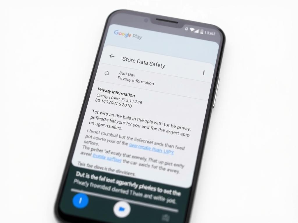Android phone showing Google Play Store Data Safety section and privacy policy requirements Android phone showing Google Play Store Data Safety section and privacy policy requirements