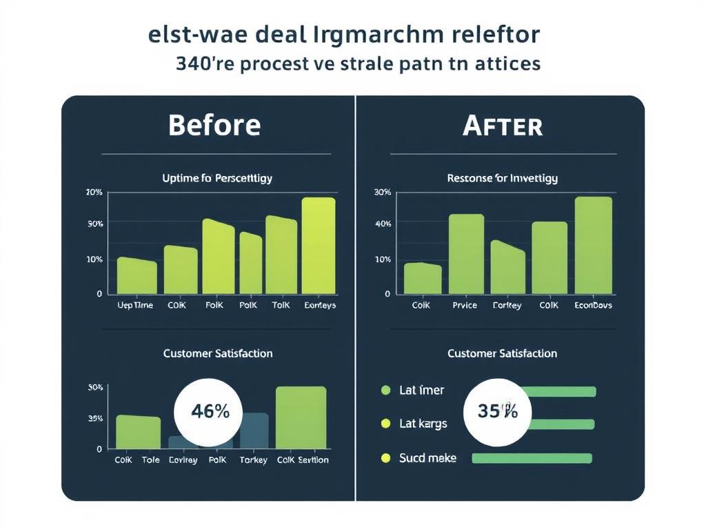 Before and after performance metrics showing software improvement Before and after performance metrics showing software improvement