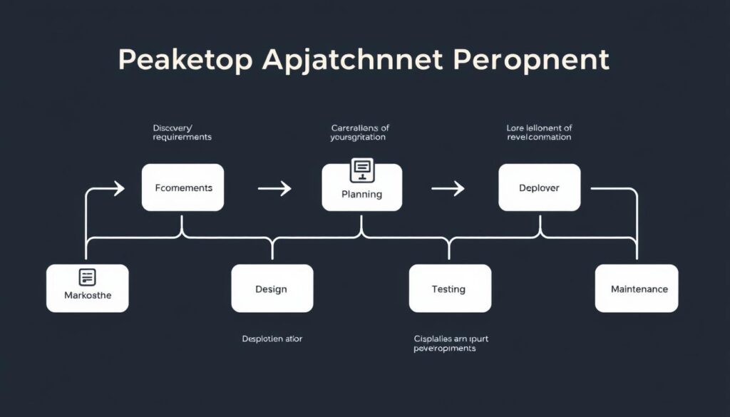 Desktop app development process flowchart showing stages from discovery to deployment Desktop app development process flowchart showing stages from discovery to deployment