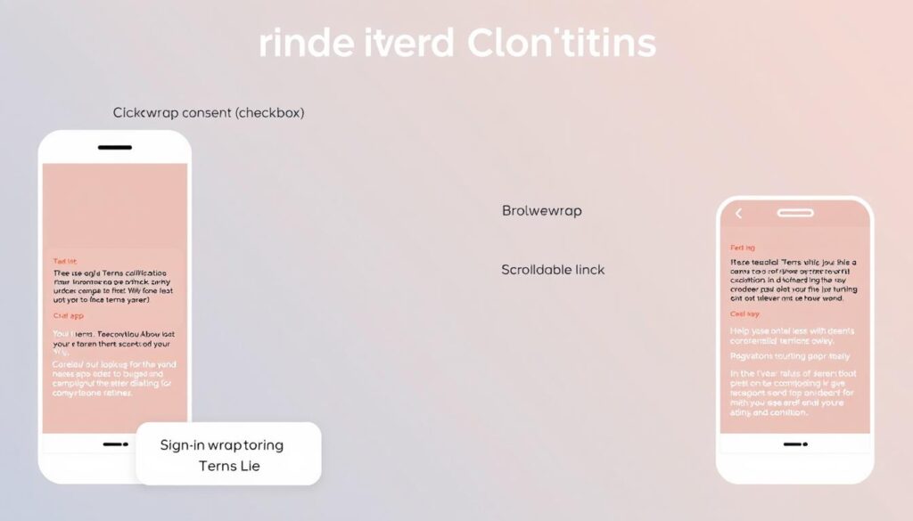 Different methods of displaying Web and Mobile Apps Development Terms and Conditions