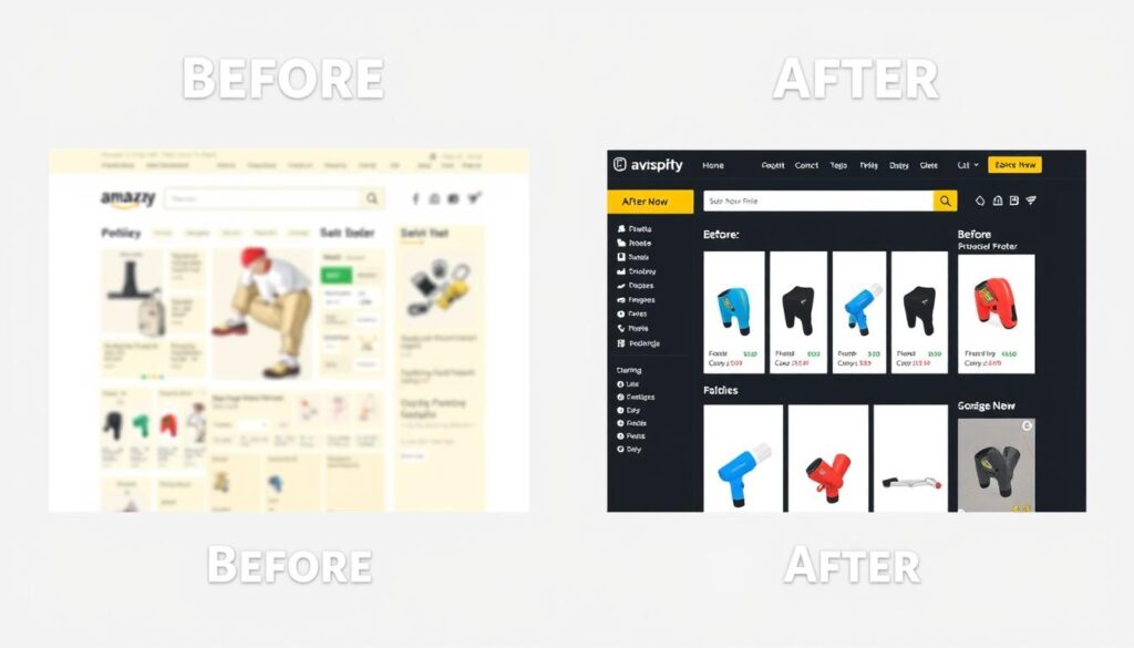 E-commerce UI/UX design case study showing before and after redesign E-commerce UI/UX design case study showing before and after redesign