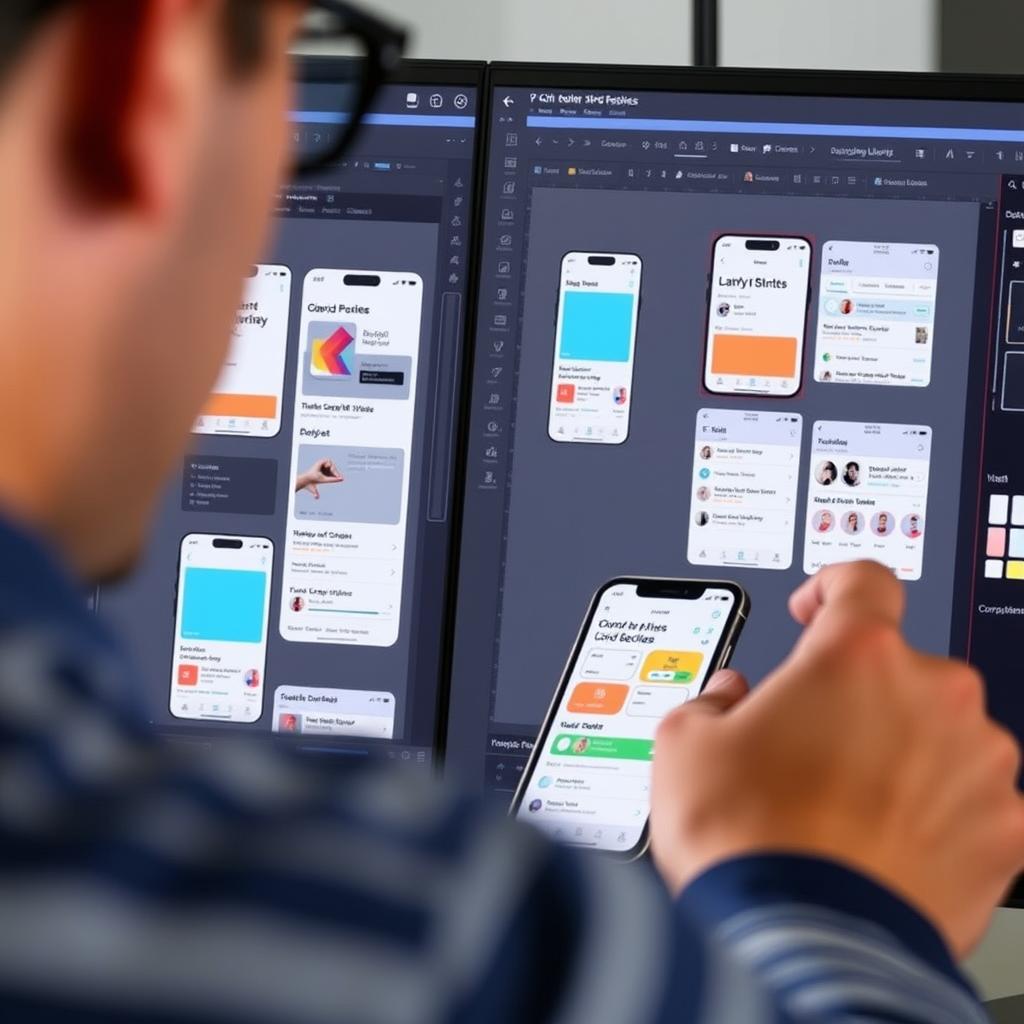 Mobile app development interface showing responsive design Mobile app development interface showing responsive design
