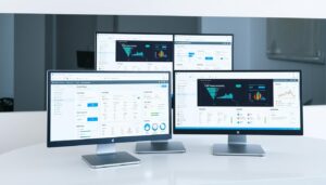 Modern desktop application interface showing cross-platform compatibility across Windows, macOS and Linux