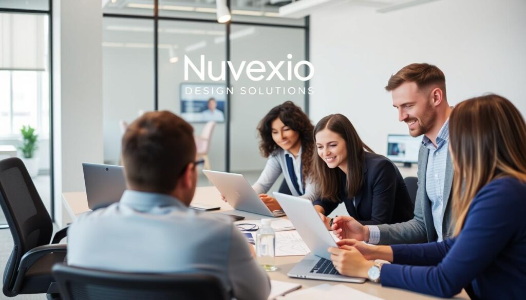 Nuvexio Design Solutions team working on client projects